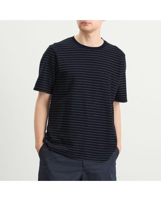 Folk Blue Textured Stripe T-Shirt for men