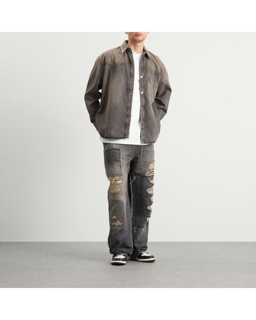 Amiri Gray Carpenter Repaired Baggy Jeans for men