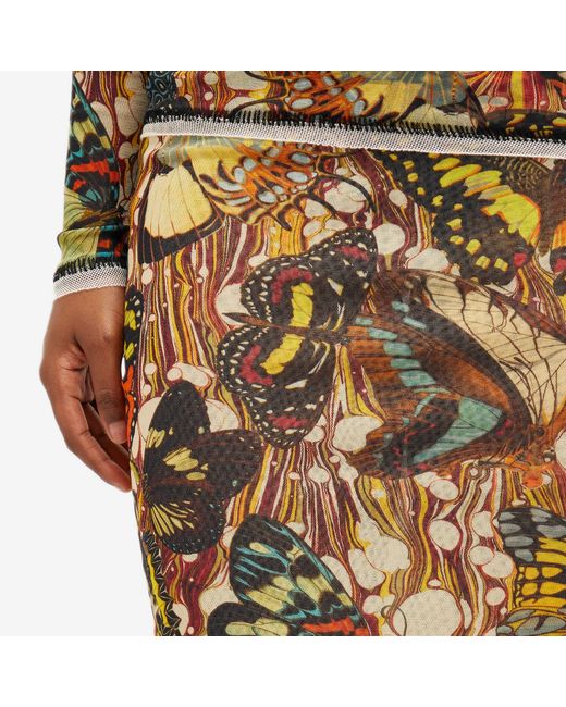 Jean Paul Gaultier Metallic Butterfly Mesh Maxi Skirt
