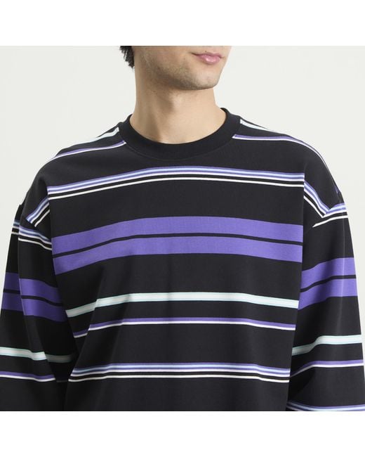 Beams Plus Blue Multi Stripe Long Sleeve T-Shirt for men