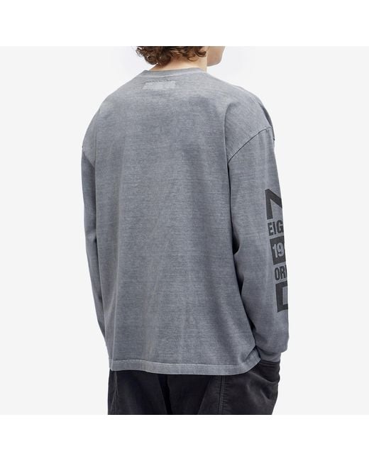 Neighborhood Gray Pigment Dyed Long Sleeve T-Shirt for men