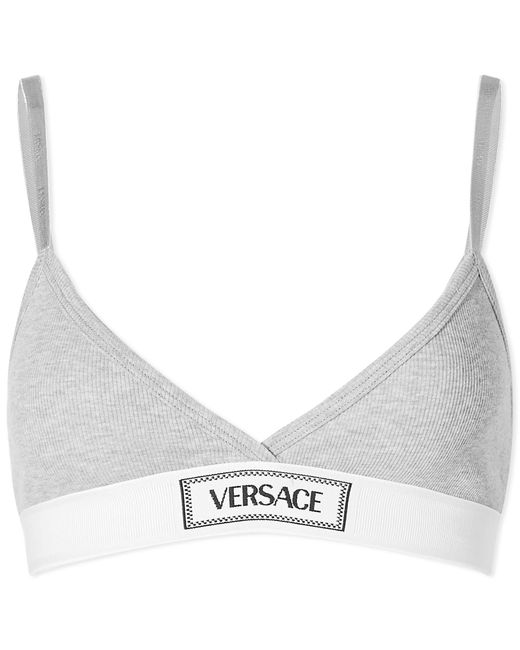 Versace Gray Logo Bralet Top