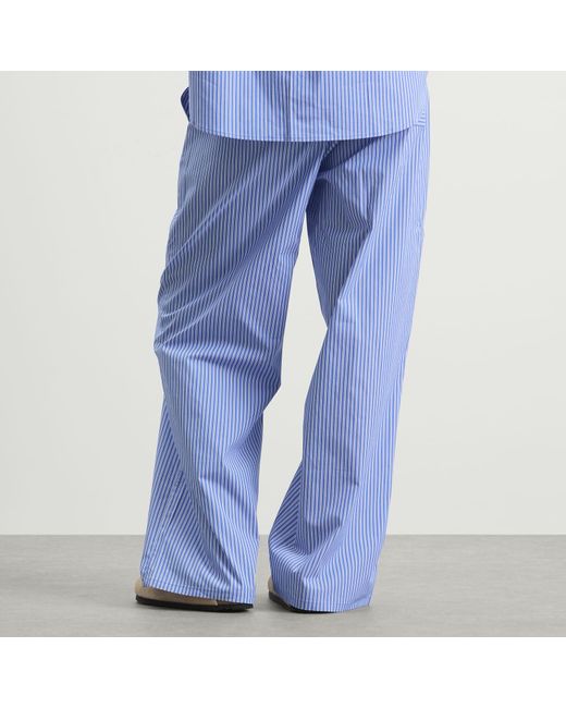 GOOD AMERICAN Blue Poplin Lace Trimmed Pull On Pants