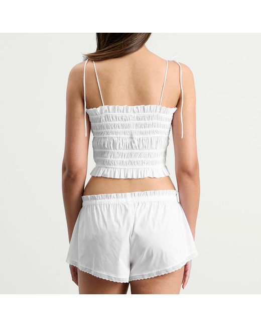 Skims White Garment Washed Poplin Ruffle Cami