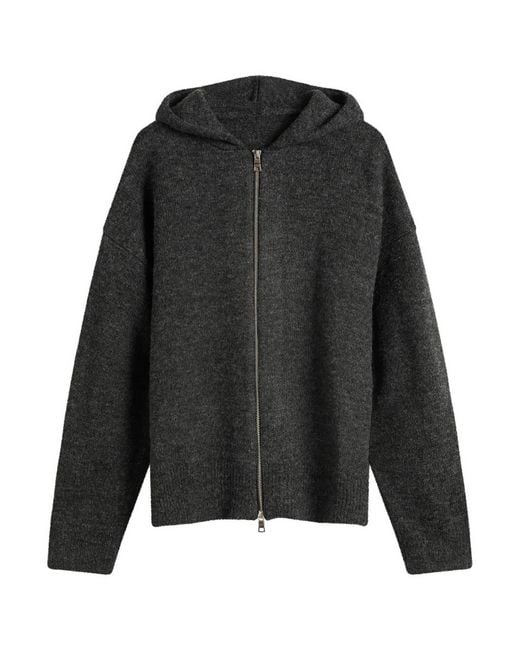 MKI Miyuki-Zoku Black Mohair Blend Knit Zip Hoodie for men