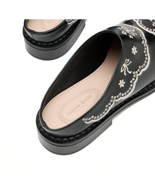 Simone Rocha Black Floral Lace Mules