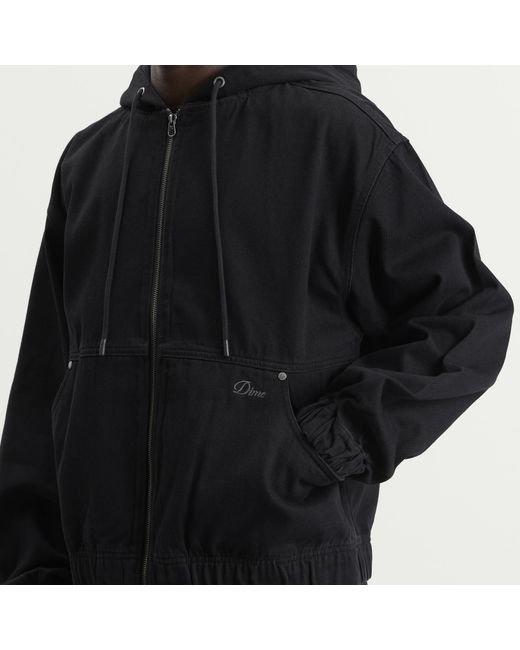 Dime Black Hooded Denim Jacket for men