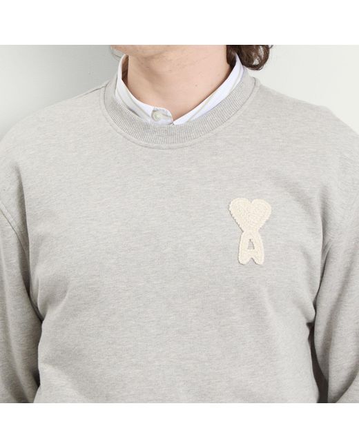 AMI White Classic Fit Crewneck Jumper for men