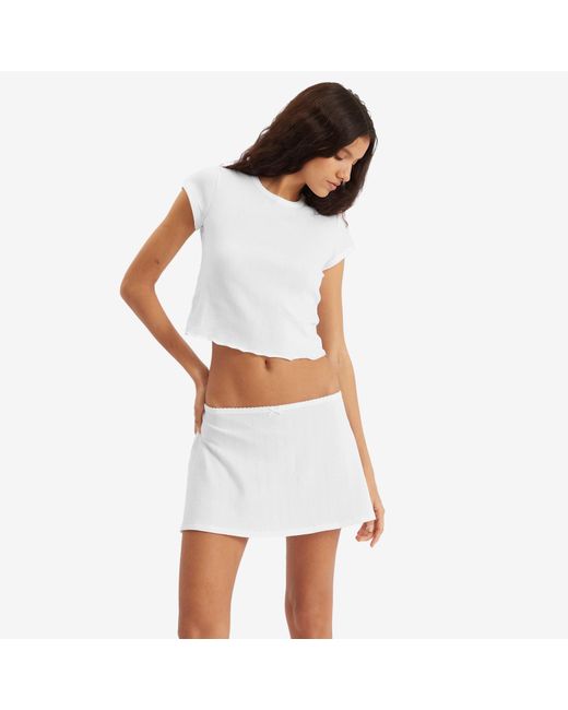 Skims White Drop Needle Pointelle Baby T-Shirt