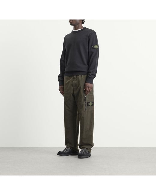 Stone Island Gray Organic Cotton Ripstop Cargo Pants for men