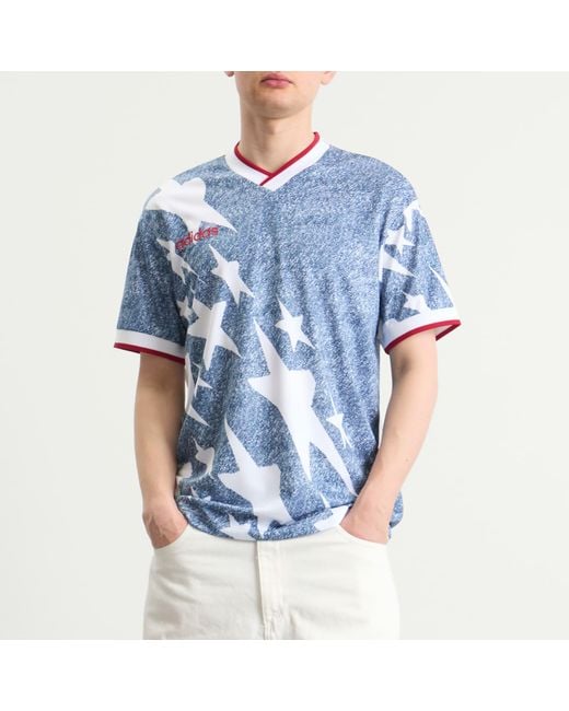 Adidas Blue Denim Graphic Jersey Top for men