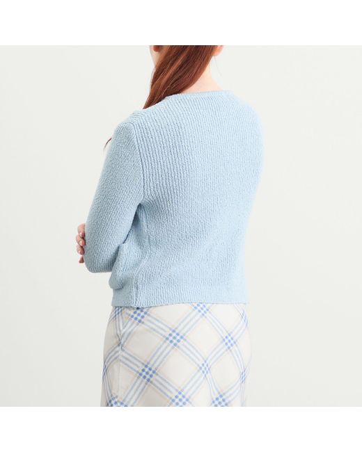 Kijun Blue Double Corsage Cardigan