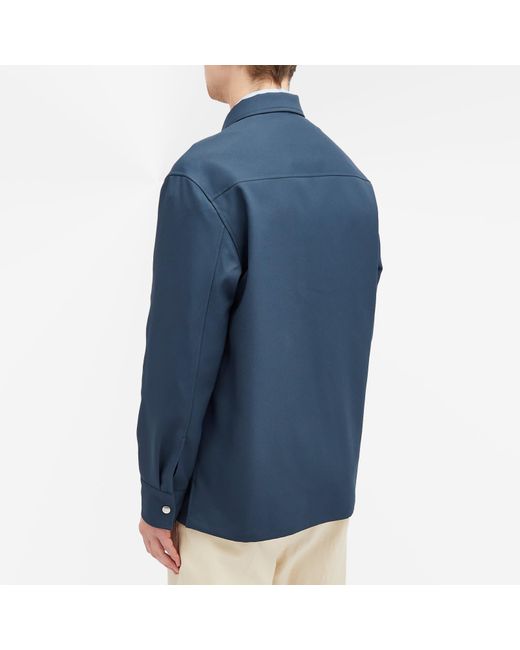 Jil Sander Blue Zip Through Overshirt for men