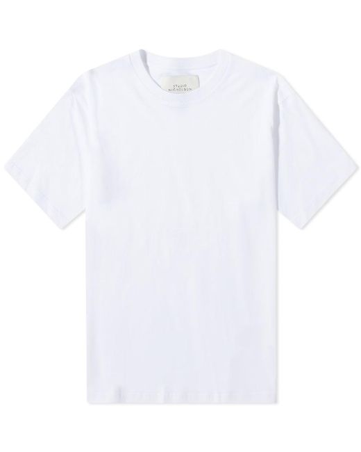 Studio Nicholson Cotton Bric Logo T-shirt in White for Men | Lyst