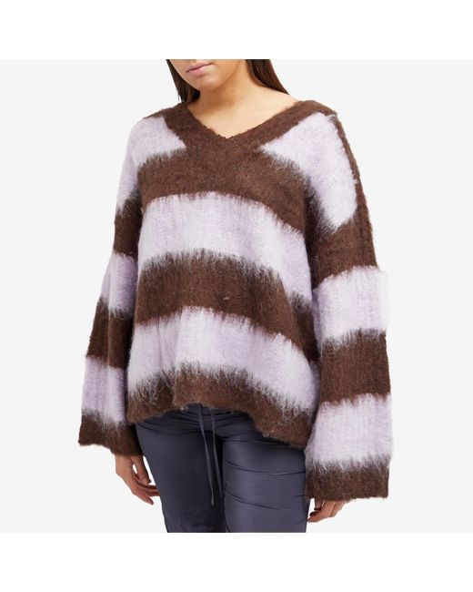 Obey Brown Amara Striped Knit Sweater