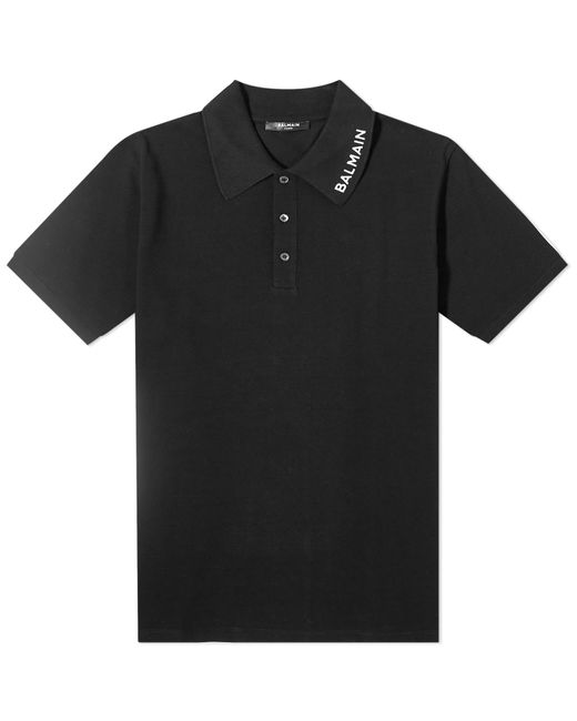 Balmain Black Stitch Logo Polo Shirt for men