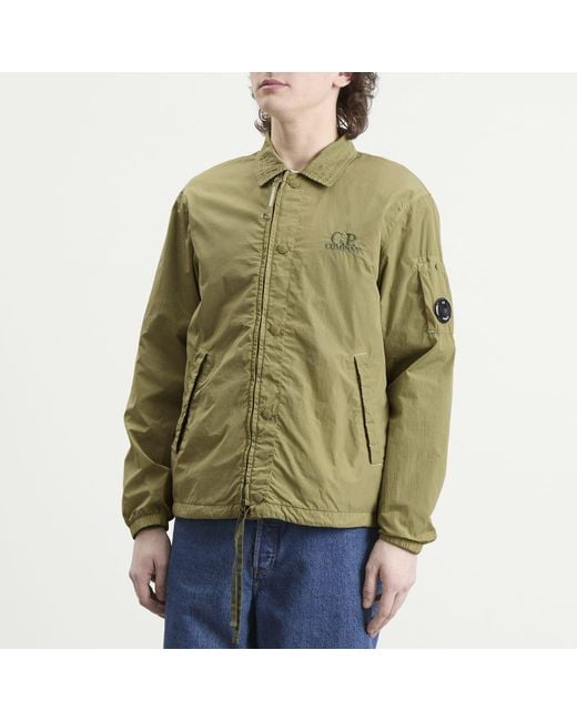C P Company Green Chrome-R Zipped Lens Logo Overshirt for men