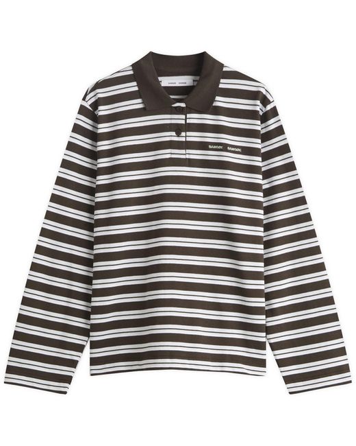 Samsøe & Samsøe Black Sadover Long Sleeve Stripe Polo
