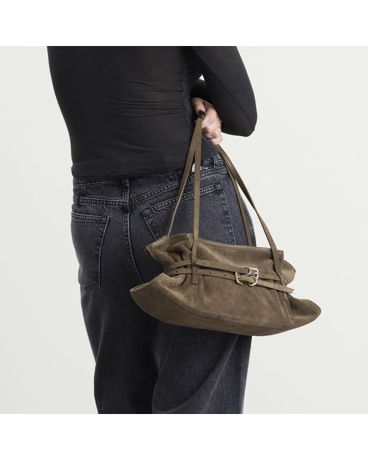 Justine Clenquet Metallic Sidney Evening Suede Bag