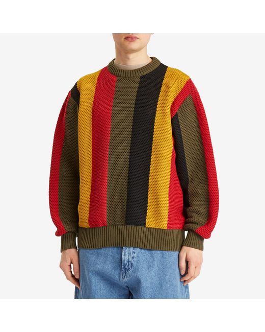 PATTA Blue Stripe Honeycomb Knit Jumper for men