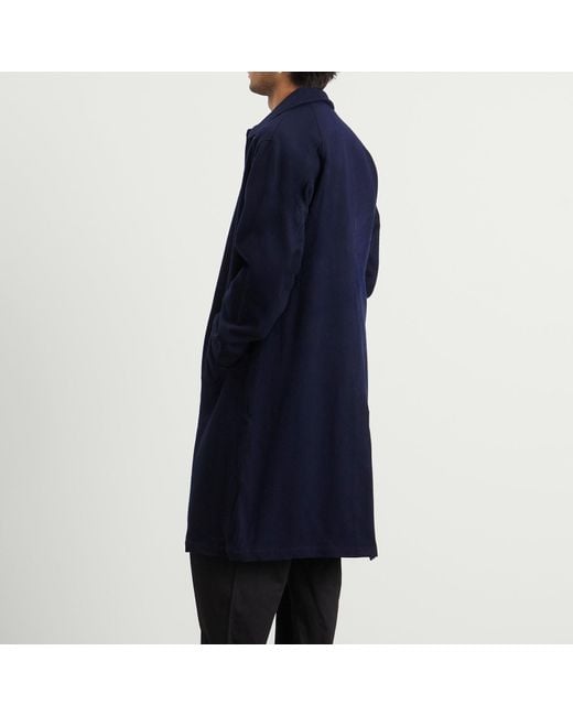 Universal Works Blue Mowbray Wool Mac Coat for men