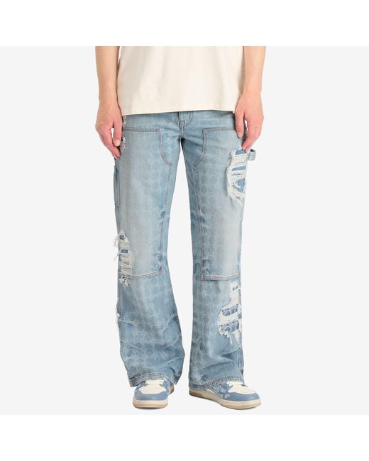 Amiri Blue Denim Repair Carpenter Jean for men