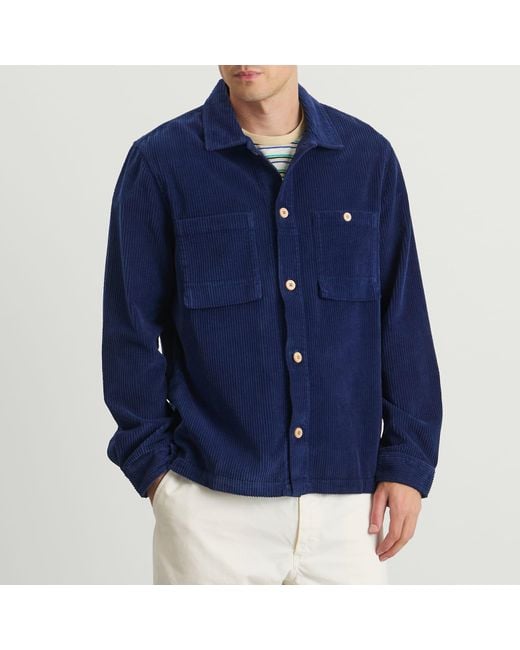 Folk Blue Patch Overshirt for men