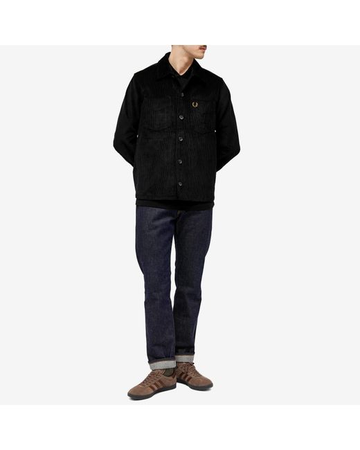 Fred Perry Black Cord Overshirt for men