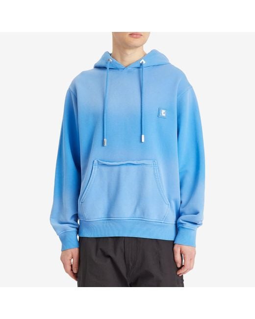 Wooyoungmi Blue Washed Back Logo Hoodie for men