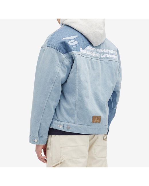 Aape By A Bathing Ape Blue Aape Padded Denim Jacket for men