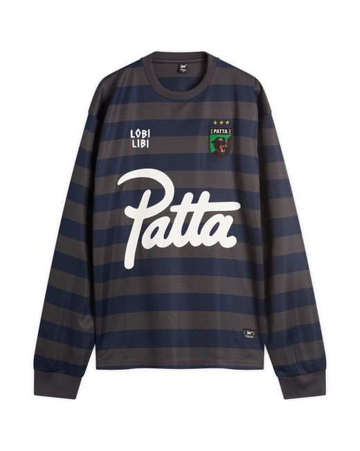 PATTA Blue Stripe Long Sleeve Football Jersey for men