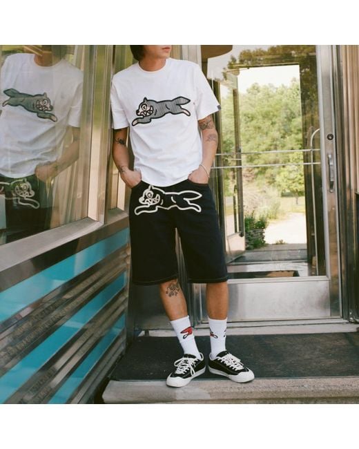ICECREAM Gray End. X Running Dog Denim Shorts