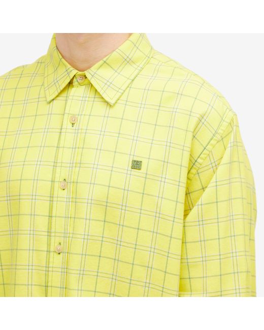 Acne Yellow Sarlie Face Flannel Check Shirt for men