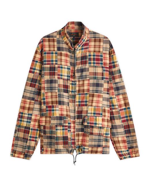 Beams Plus Brown Madras Patchwork Swing Jacket for men