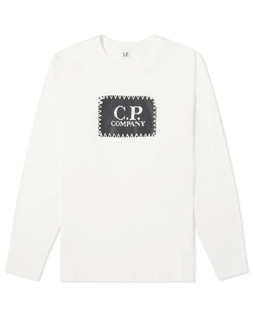 C P Company White Box Logo Longsleeve T-Shirt for men
