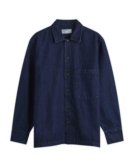 Universal Works Denim Fatigue Overshirt in Blue for Men | Lyst UK