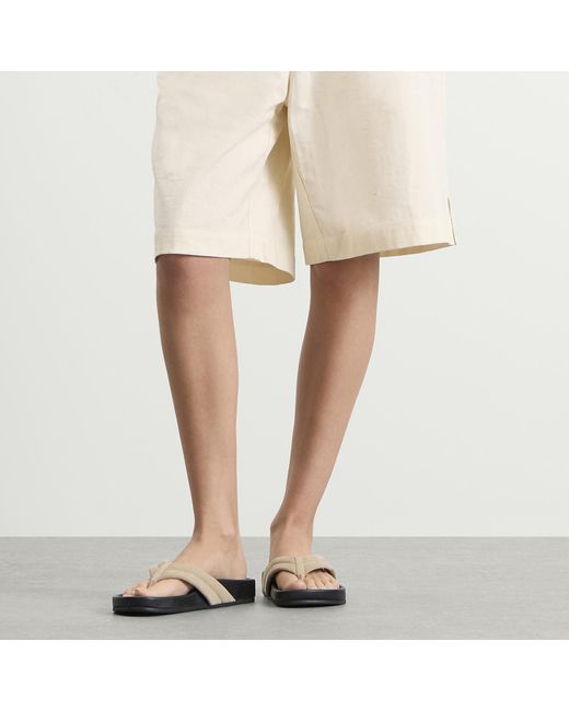 St. Agni Blue Suede Stitch Detail Thong Slide