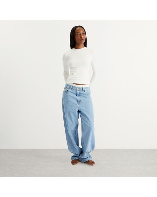 Skims White Cotton Jersey Long Sleeve T-Shirt