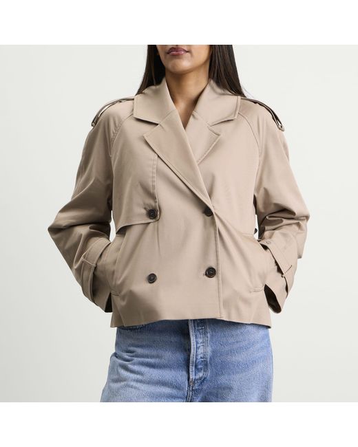 Anine Bing Natural Rickie Cropped Trench Coat