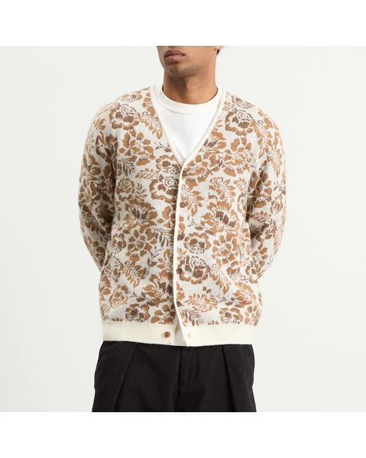 Wax London Natural Alban Floral Jacquard Cardigan for men