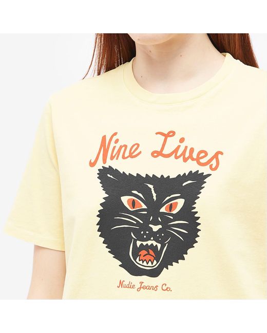Nudie Jeans Natural Joni Nine Lives T-Shirt