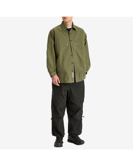 Poliquant Green In-Outside Pockets Oversized Cpo Shirt Jacket for men