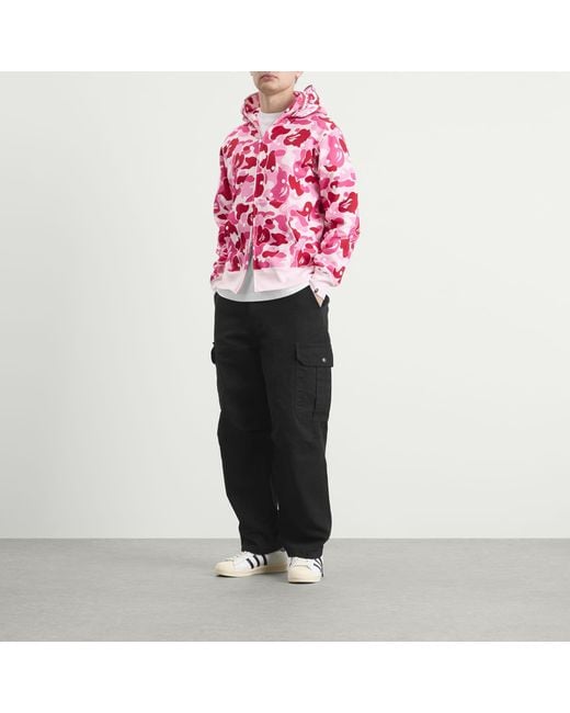 A Bathing Ape Pink Abc Dot Shark Zip Hoodie for men