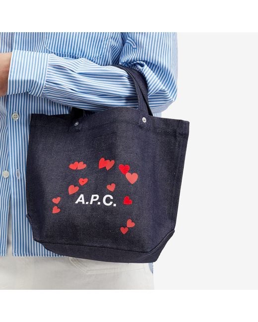 A.P.C. Blue Valentines Logo Mini Tote Bag