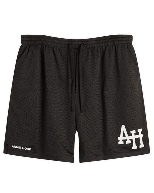 Annie Hood Black Mesh Shorts for men