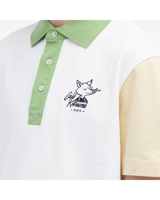 Café Kitsuné White Café Kitsune Colorblock Relax Polo Shirt for men