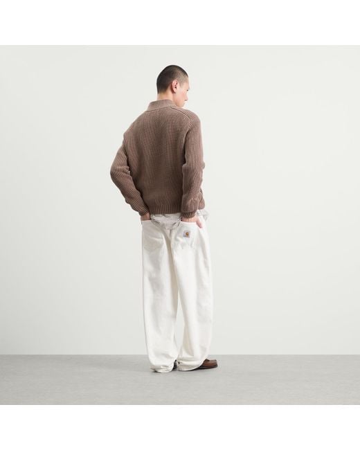 Ronning Brown Quarter Zip Fisherman Sweater for men