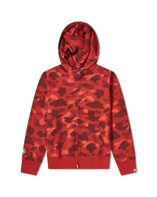 A Bathing Ape Cotton Colour Camo Shark Full Zip Hoody in Red for Men ...