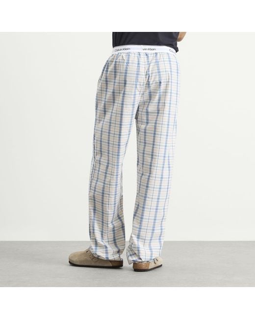 Calvin Klein Blue Cotton Poplin Sleep Pant for men