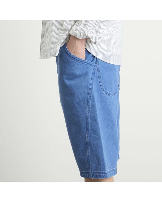 YMC Blue 90's Denim Twisted Shorts for men